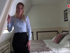 FuckCult presents: German female real estate agent secretary in pantyhose fuck