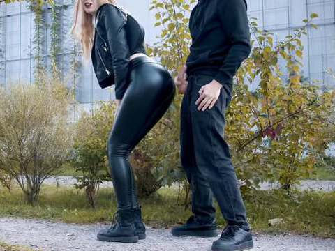 FuckCult presents: He cums on my latex leggings in public! - clothedpleasures