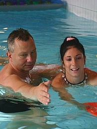 FuckCult presents: Brunette teenage beauty fucked by a horny swim teaching paps