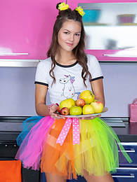 FuckCult presents: Mind blowing and breathtaking brunette beauty playing with fruits after she gets fully naked for the camera.